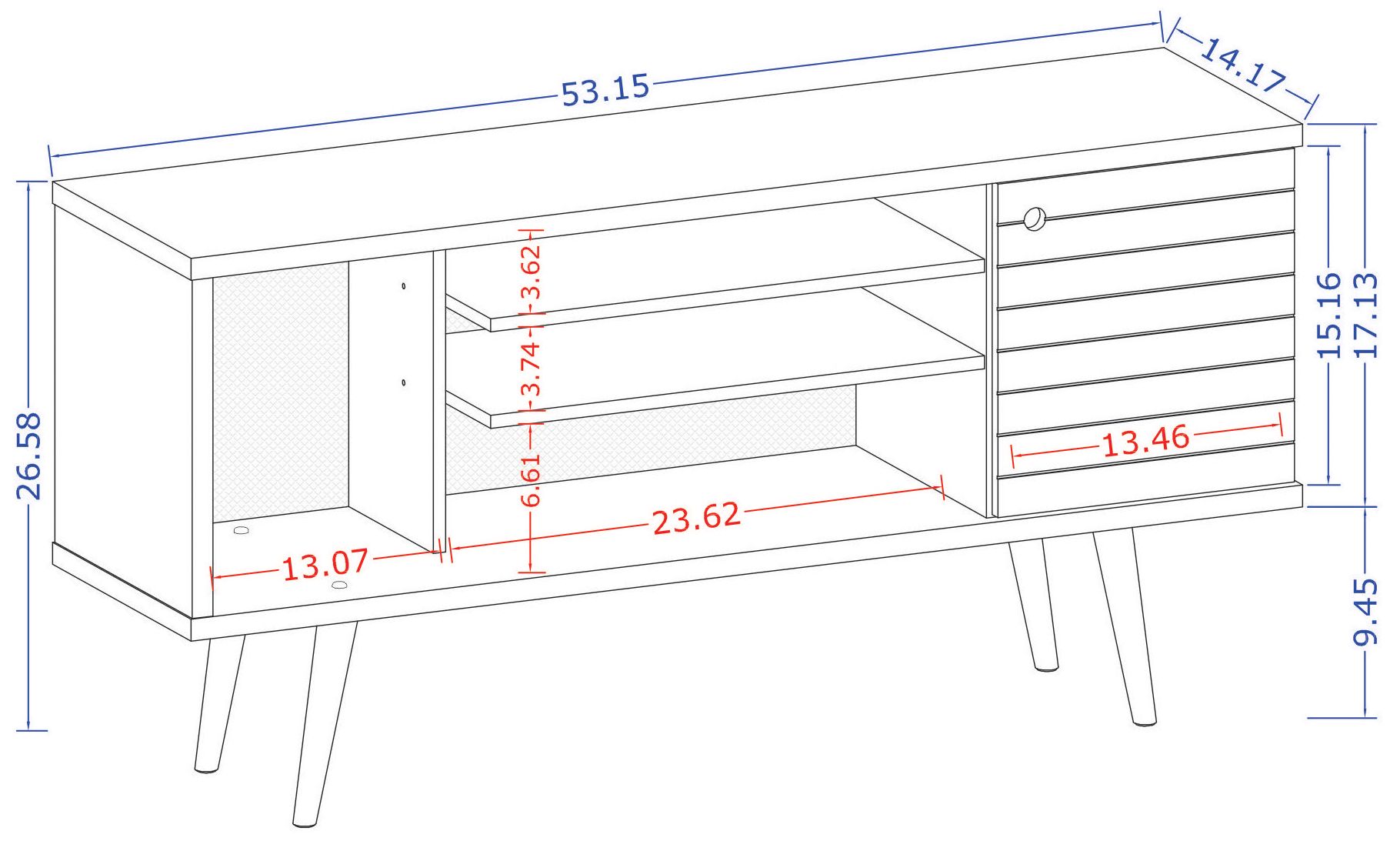 Liberty 53 1/4" Wide Wood and Aqua Blue Modern TV Stand