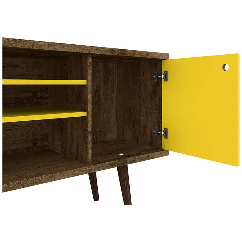 Image 3 Liberty 53 1/4" Yellow and Rustic Brown Wood 1-Door TV Stand more views