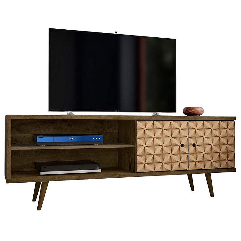Image 1 Liberty 62.99 Mid-Century Modern TV Stand in Rustic and 3D Brown Prints