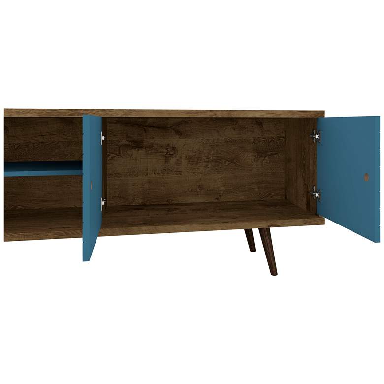 Image 3 Liberty 63 inch Wide Aqua Blue and Wood 2-Door Modern TV Stand more views