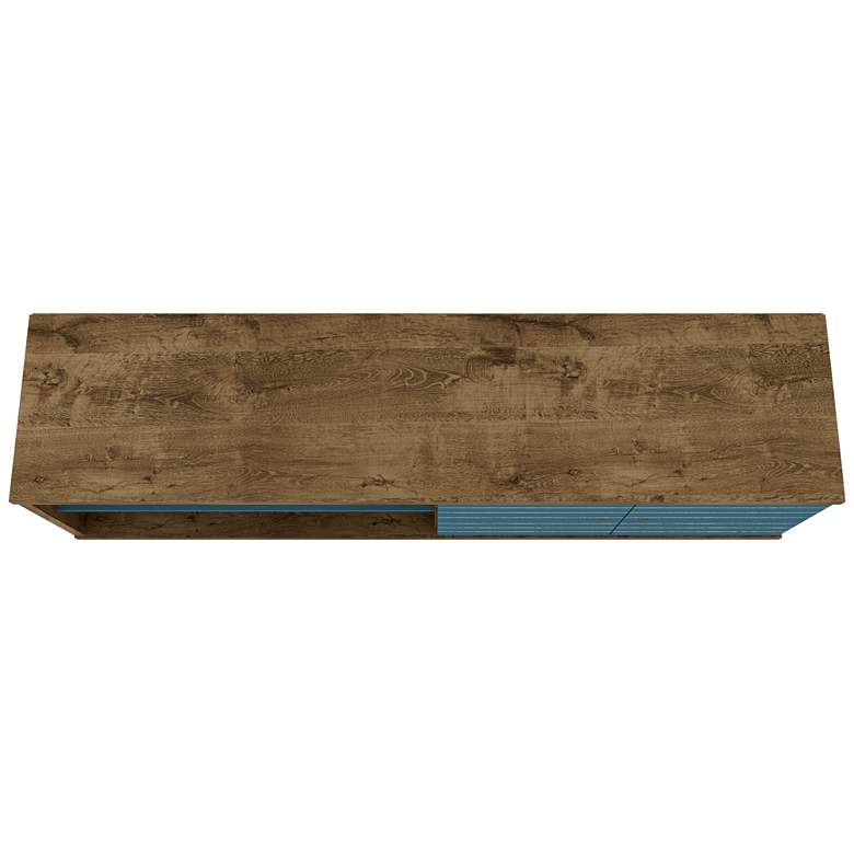 Image 6 Liberty 63" Wide Aqua Blue and Wood 2-Door Modern TV Stand more views
