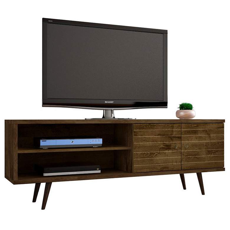 Image 2 Liberty 63" Wide Rustic Wood 2-Door Modern TV Stand