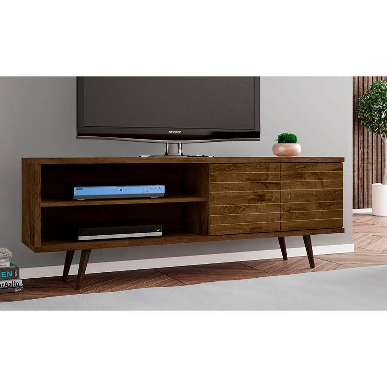 Image 1 Liberty 63" Wide Rustic Wood 2-Door Modern TV Stand