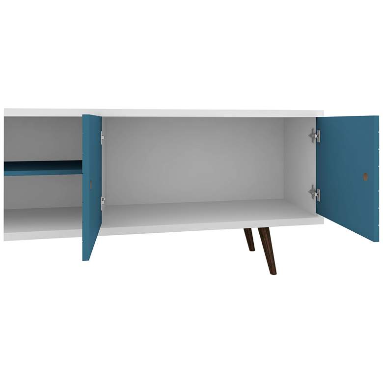 Image 3 Liberty 63" Wide White and Aqua Blue Modern TV Stand more views