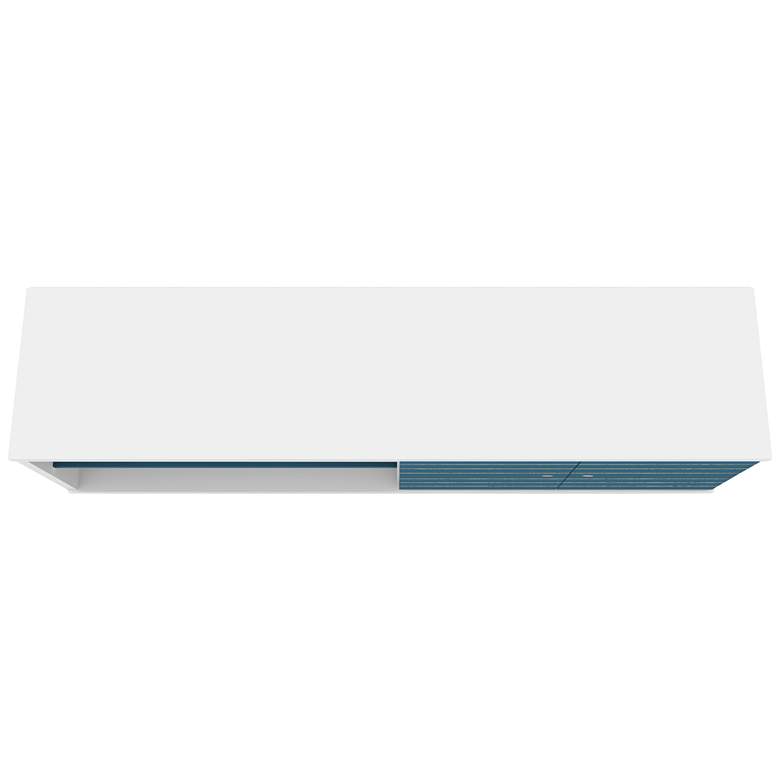 Image 6 Liberty 63" Wide White and Aqua Blue Modern TV Stand more views