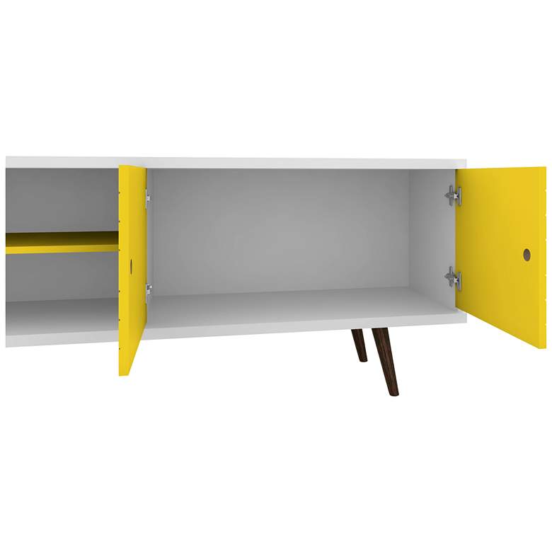 Liberty 63&quot; Wide White and Yellow Modern TV Stand more views