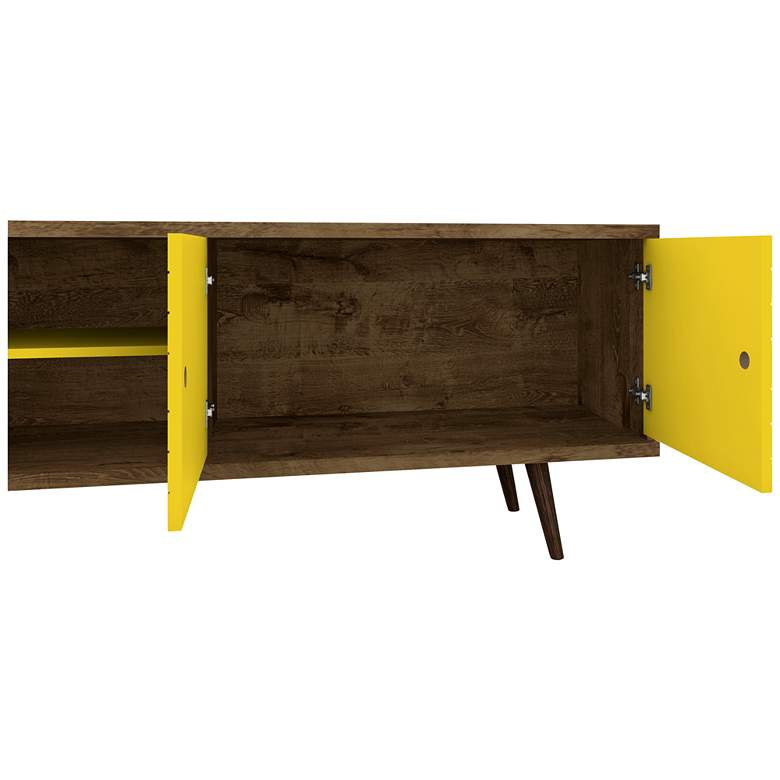 Image 3 Liberty 63 inch Wide Yellow and Wood 2-Door Modern TV Stand more views