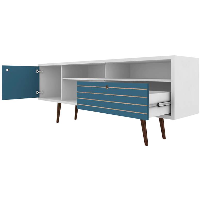 Image 3 Liberty 70 3/4 inch Wide Aqua Blue and White Modern TV Stand more views