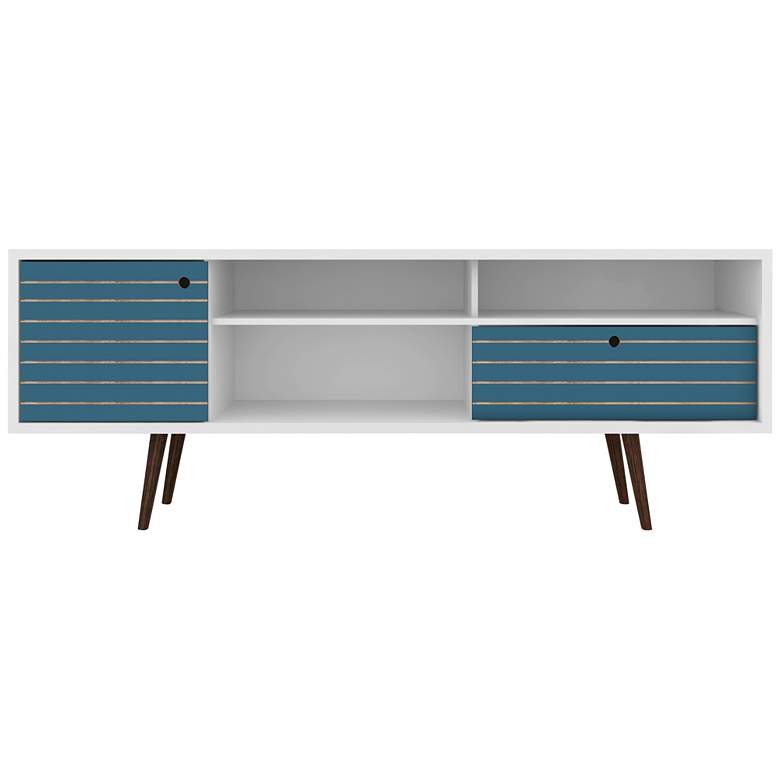 Image 6 Liberty 70 3/4 inch Wide Aqua Blue and White Modern TV Stand more views