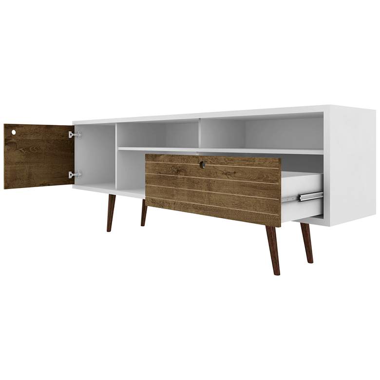 Image 3 Liberty 70 3/4" Wide Rustic Wood and White Modern TV Stand more views