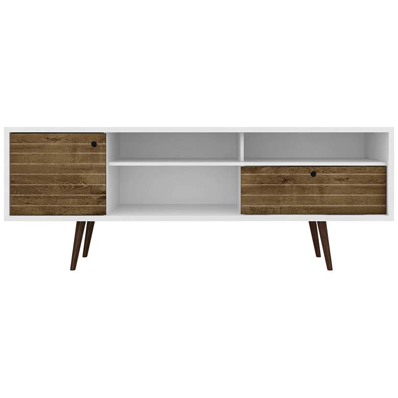 Image 6 Liberty 70 3/4" Wide Rustic Wood and White Modern TV Stand more views