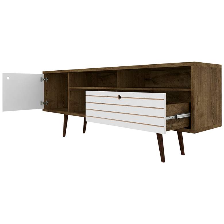 Image 3 Liberty 70 3/4" Wide Rustic Wood and White Modern TV Stand more views