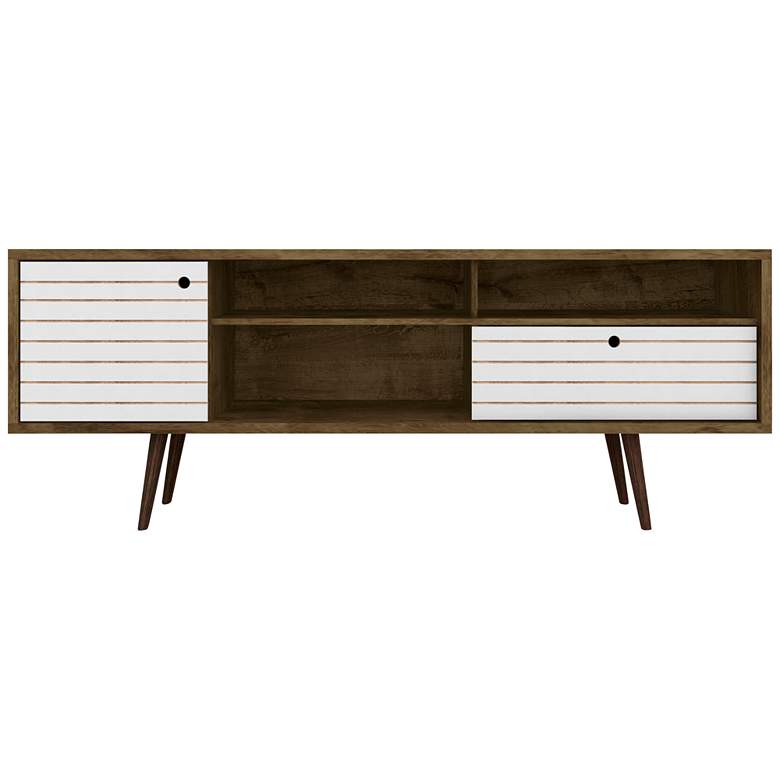 Image 7 Liberty 70 3/4" Wide Rustic Wood and White Modern TV Stand more views