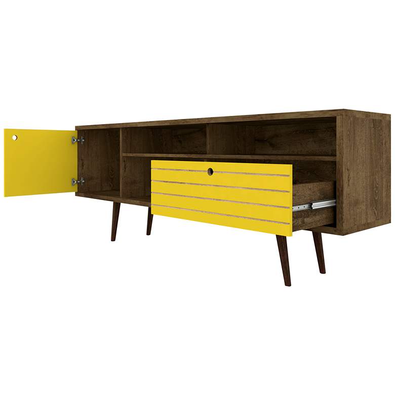 Image 3 Liberty 70 3/4 inch Wide Rustic Wood and Yellow Modern TV Stand more views