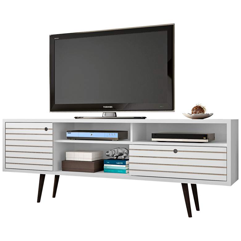 Image 1 Liberty 70 3/4 inch Wide White Gloss Wood 1-Drawer TV Stand