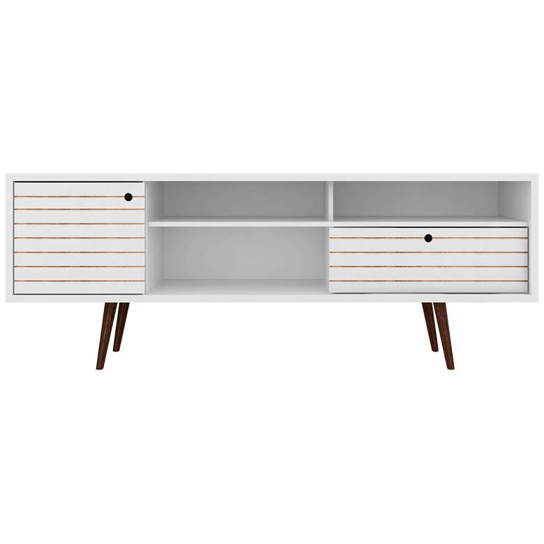 Image 2 Liberty 70 3/4" Wide White Gloss Wood 1-Drawer TV Stand more views