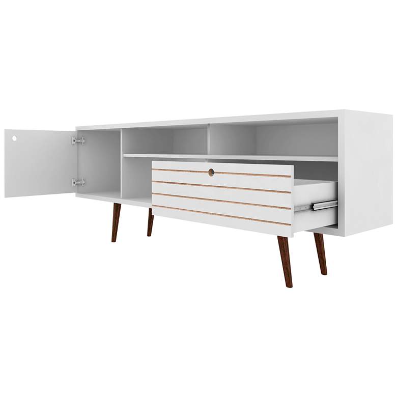 Image 3 Liberty 70 3/4" Wide White Gloss Wood 1-Drawer TV Stand more views