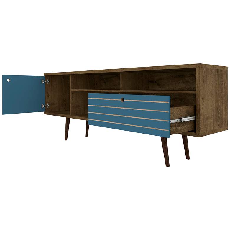 Image 3 Liberty 70 3/4" Wide Wood and Aqua Blue Modern TV Stand more views
