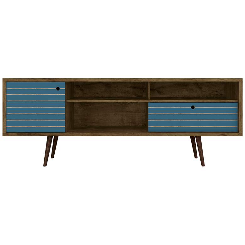 Image 6 Liberty 70 3/4" Wide Wood and Aqua Blue Modern TV Stand more views