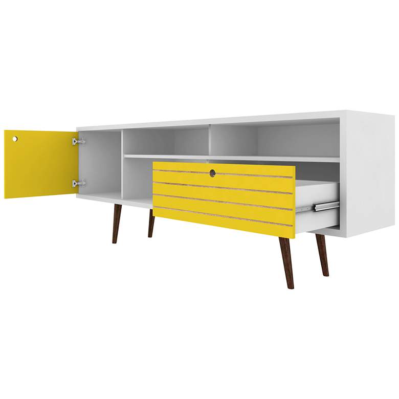 Image 3 Liberty 70 3/4" Wide Yellow and White Modern TV Stand more views