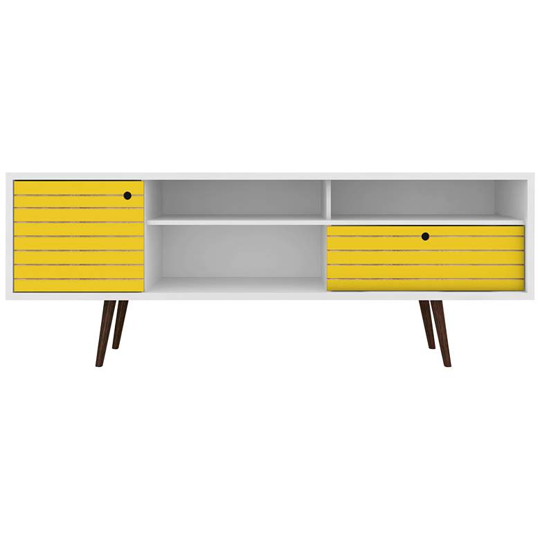 Image 6 Liberty 70 3/4" Wide Yellow and White Modern TV Stand more views