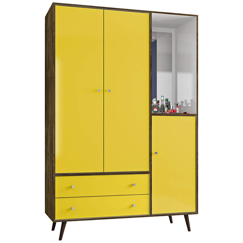 Image 1 Liberty 76 1/4 inch Bright Yellow Modern Armoire with Mirror