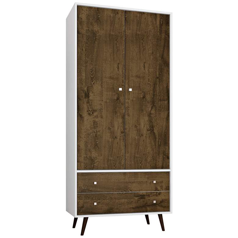 Image 1 Liberty 76 1/4 inch High White and Rustic Brown 2-Door Armoire