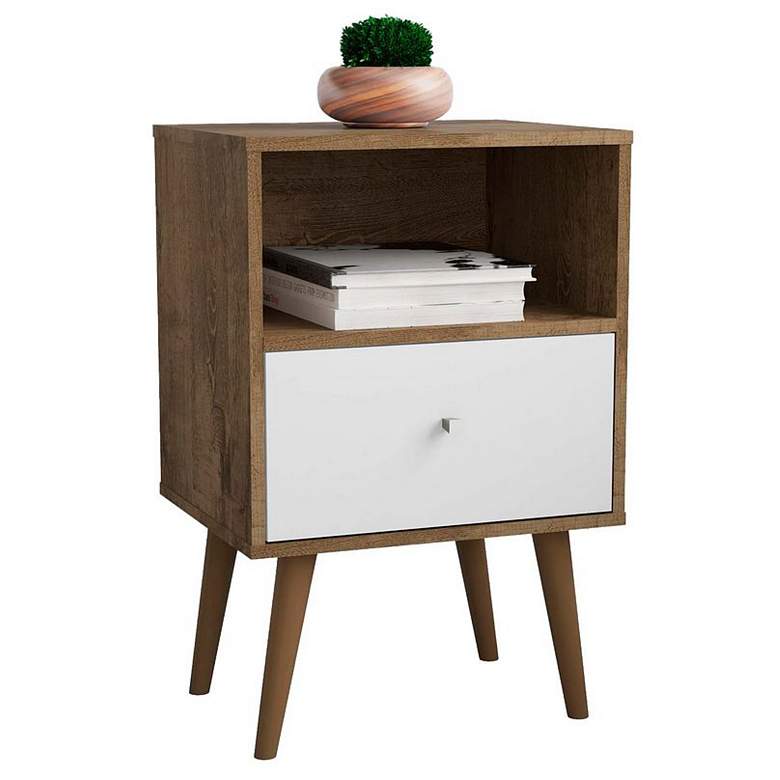 Image 1 Liberty Nightstand 1.0 in Rustic Brown and White