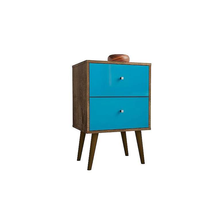 Image 1 Liberty Nightstand 2.0 in Rustic Brown and Aqua Blue