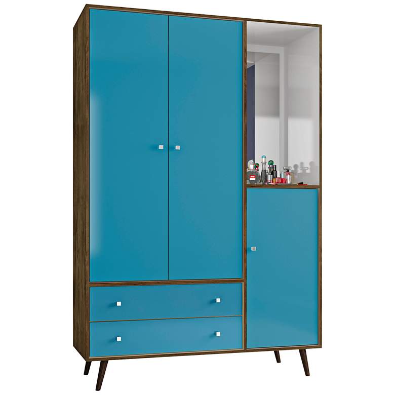 Image 1 Liberty Rustic Brown and Blue 3-Door Armoire w/ Mirror