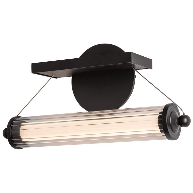 Image 1 Libra LED Sconce - Black Finish - Black Wood Accents - Clear Glass