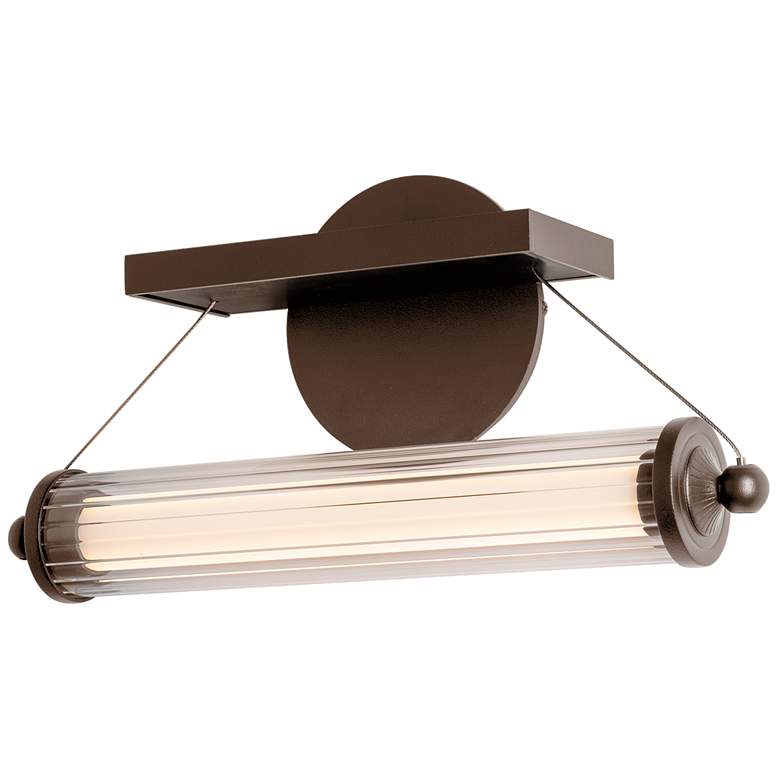 Image 1 Libra LED Sconce - Bronze Finish - Black Wood Accents - Clear Glass