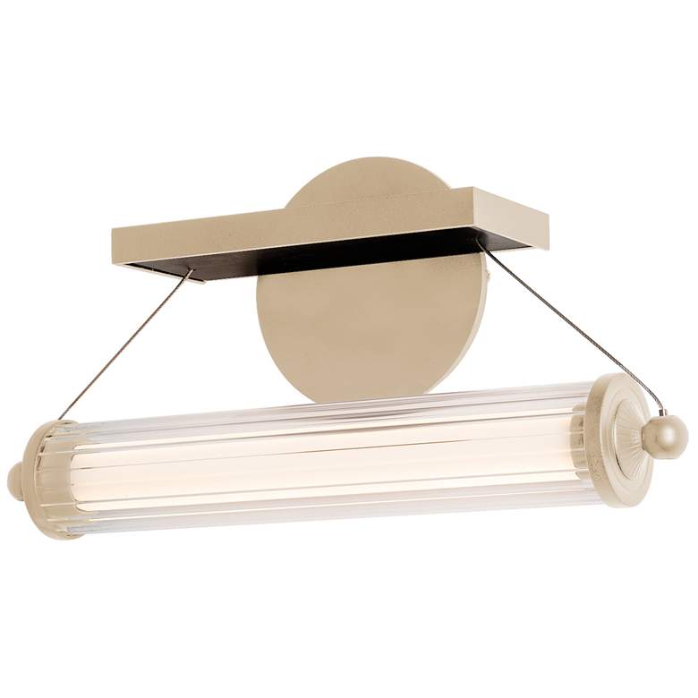 Image 1 Libra LED Sconce - Soft Gold Finish - Black Wood Accents - Clear Glass