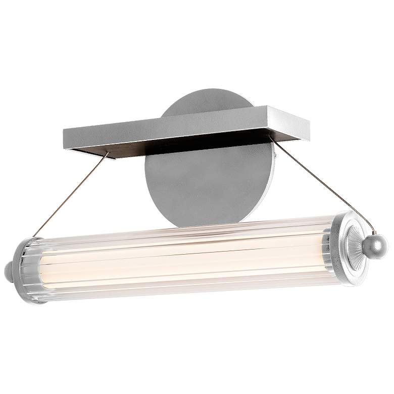 Image 1 Libra LED Sconce - Sterling Finish - Black Wood Accents - Clear Glass