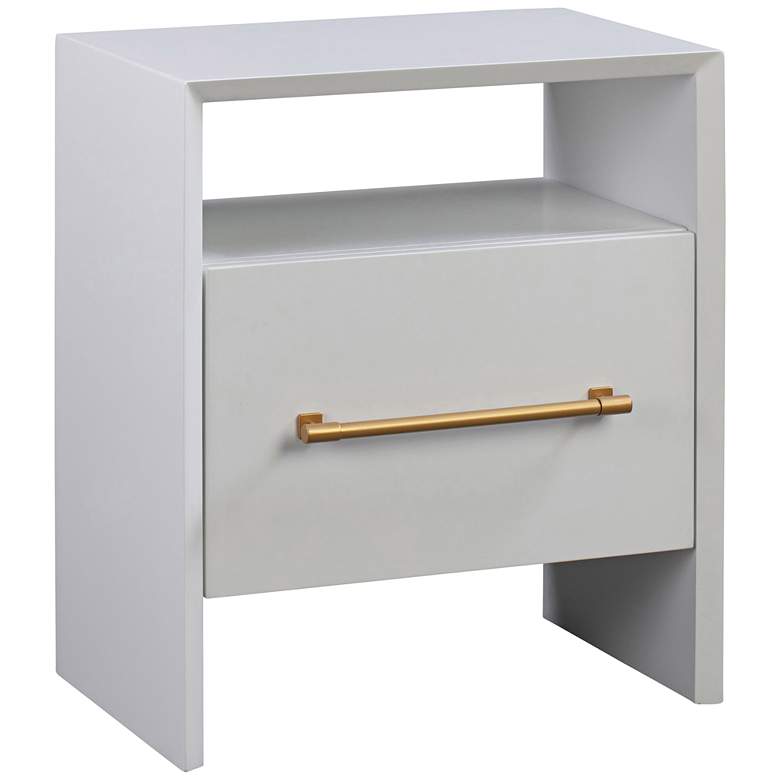 Image 2 Libre 23" Wide White Wood 1-Drawer 1-Shelf Nightstand