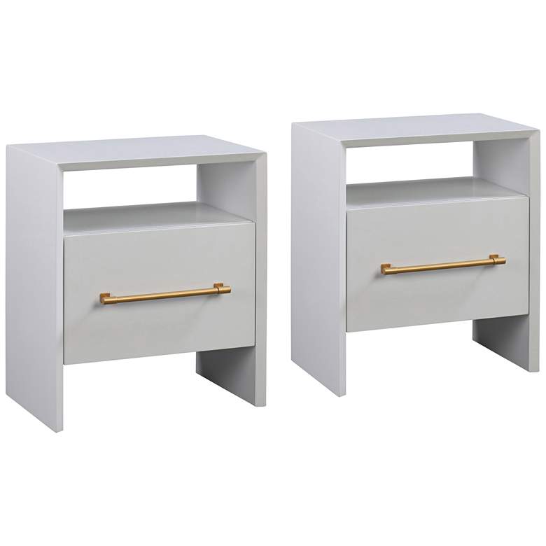 Image 1 Libre 23" Wide White Wood 1-Drawer 1-Shelf Nightstands Set of 2