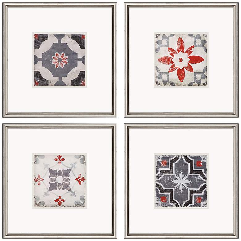 Image 3 Libson Tiles 22 inch Square 4-Piece Framed Wall Art Set