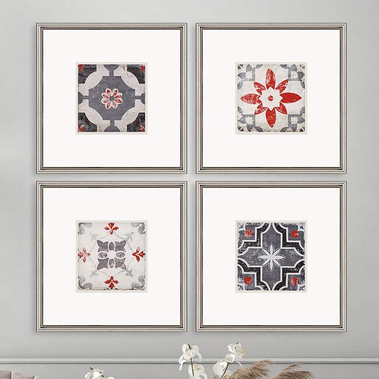 Image 2 Libson Tiles 22 inch Square 4-Piece Framed Wall Art Set