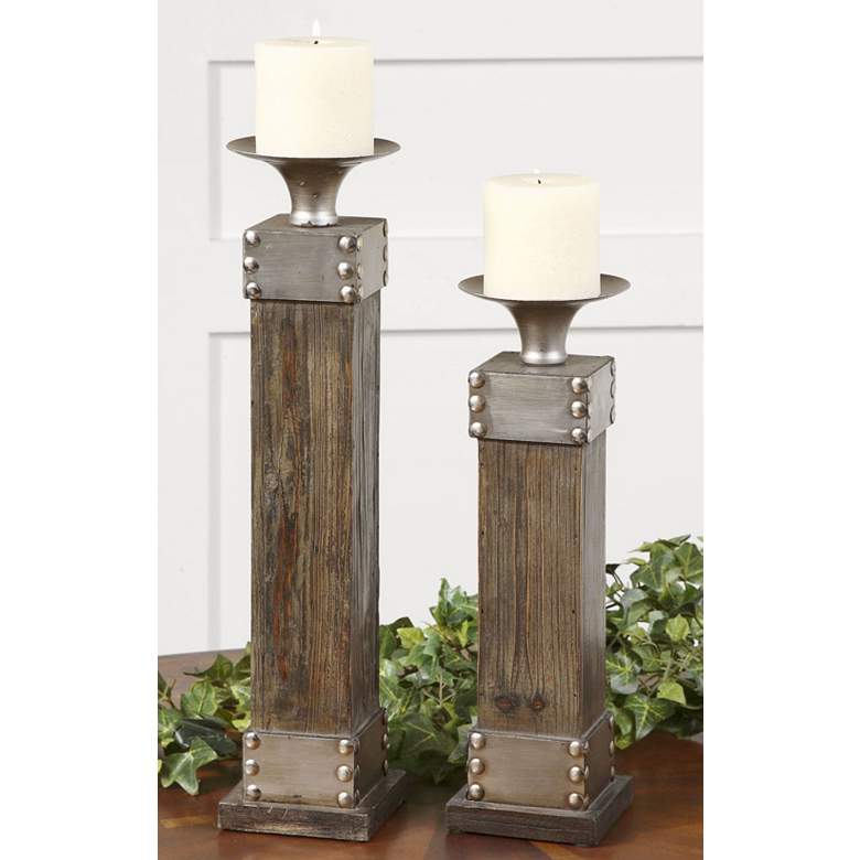 Image 1 Lican 18 inch High Rustic Westen Style Candle Holders Set of 2