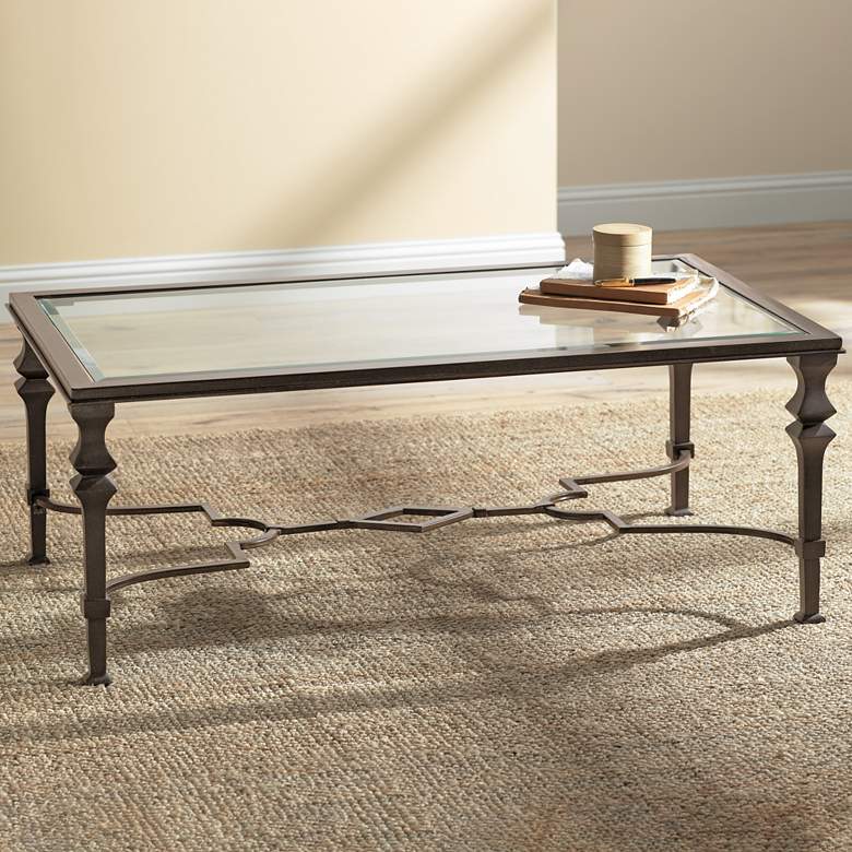 Lido 50&quot; Wide Wrought Iron Cocktail Table