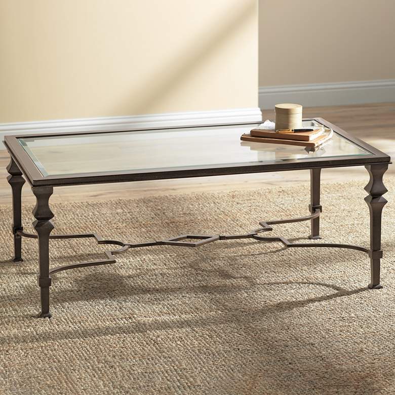 Image 1 Lido 50" Wide Wrought Iron Cocktail Table