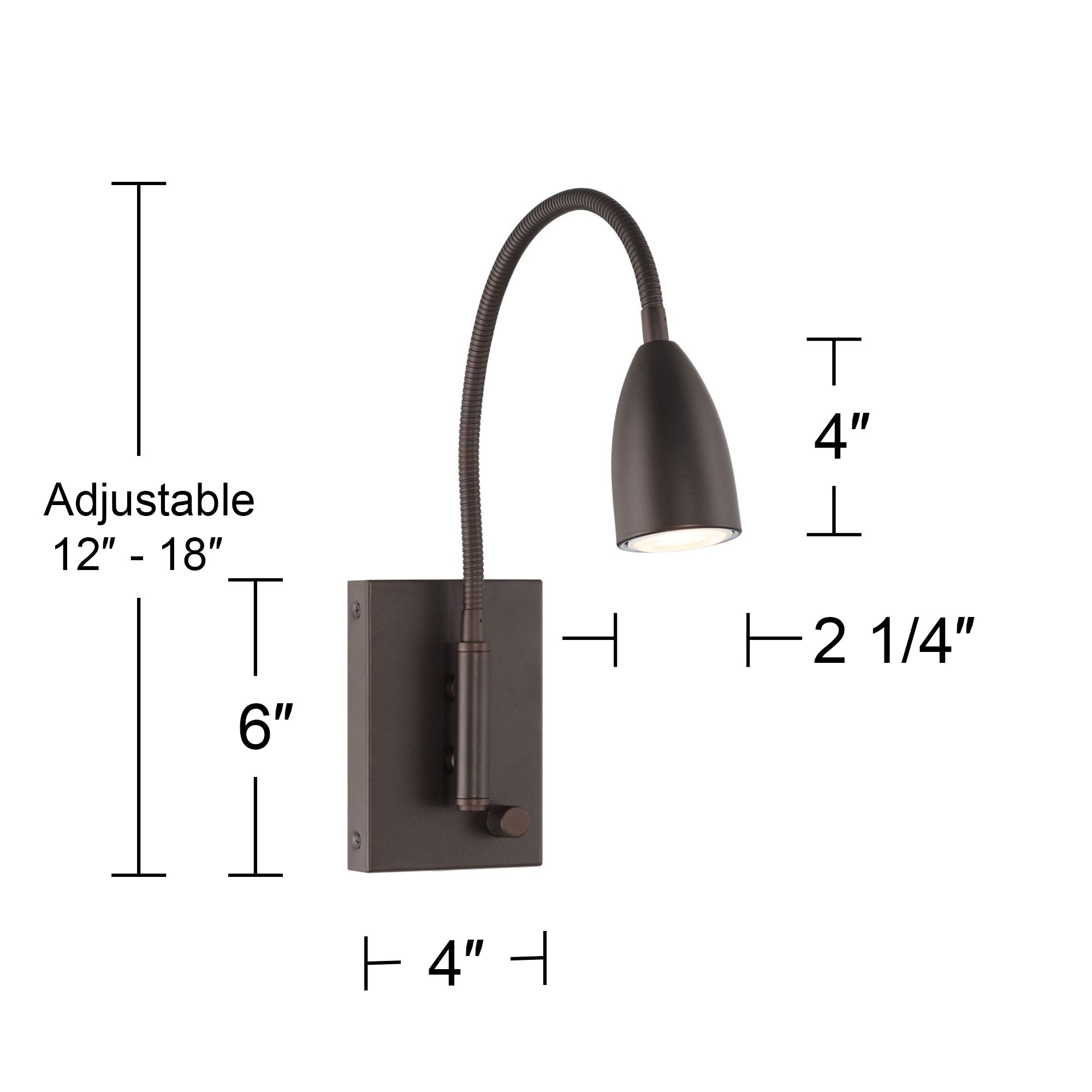 Lido Adjustable Gooseneck Bronze Plug-In Wall Reading Light Set of 2