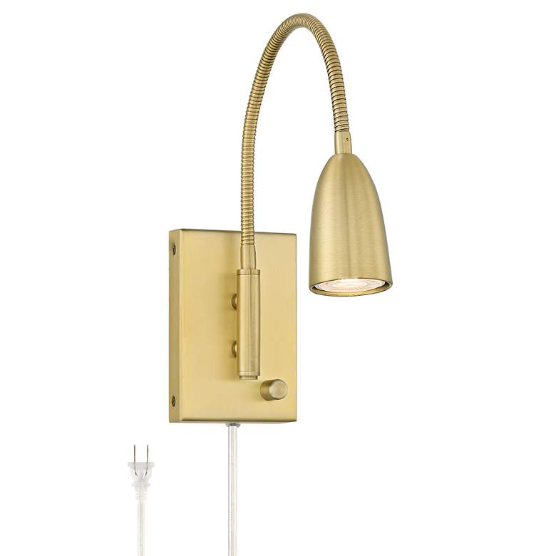 Image 3 Lido Adjustable Gooseneck Gold Plug-In Wall Reading Light