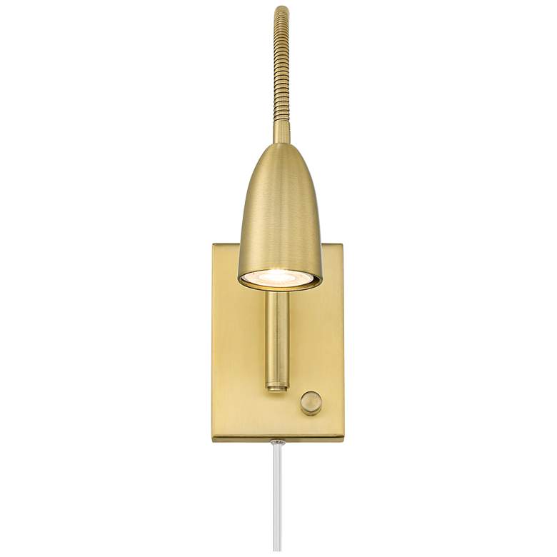 Image 6 Lido Adjustable Gooseneck Gold Plug-In Wall Reading Light more views