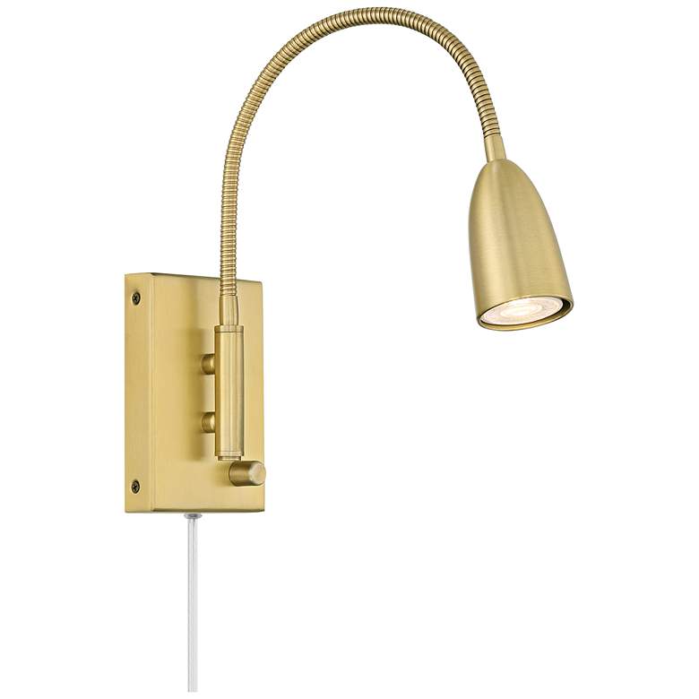 Image 7 Lido Adjustable Gooseneck Gold Plug-In Wall Reading Light more views