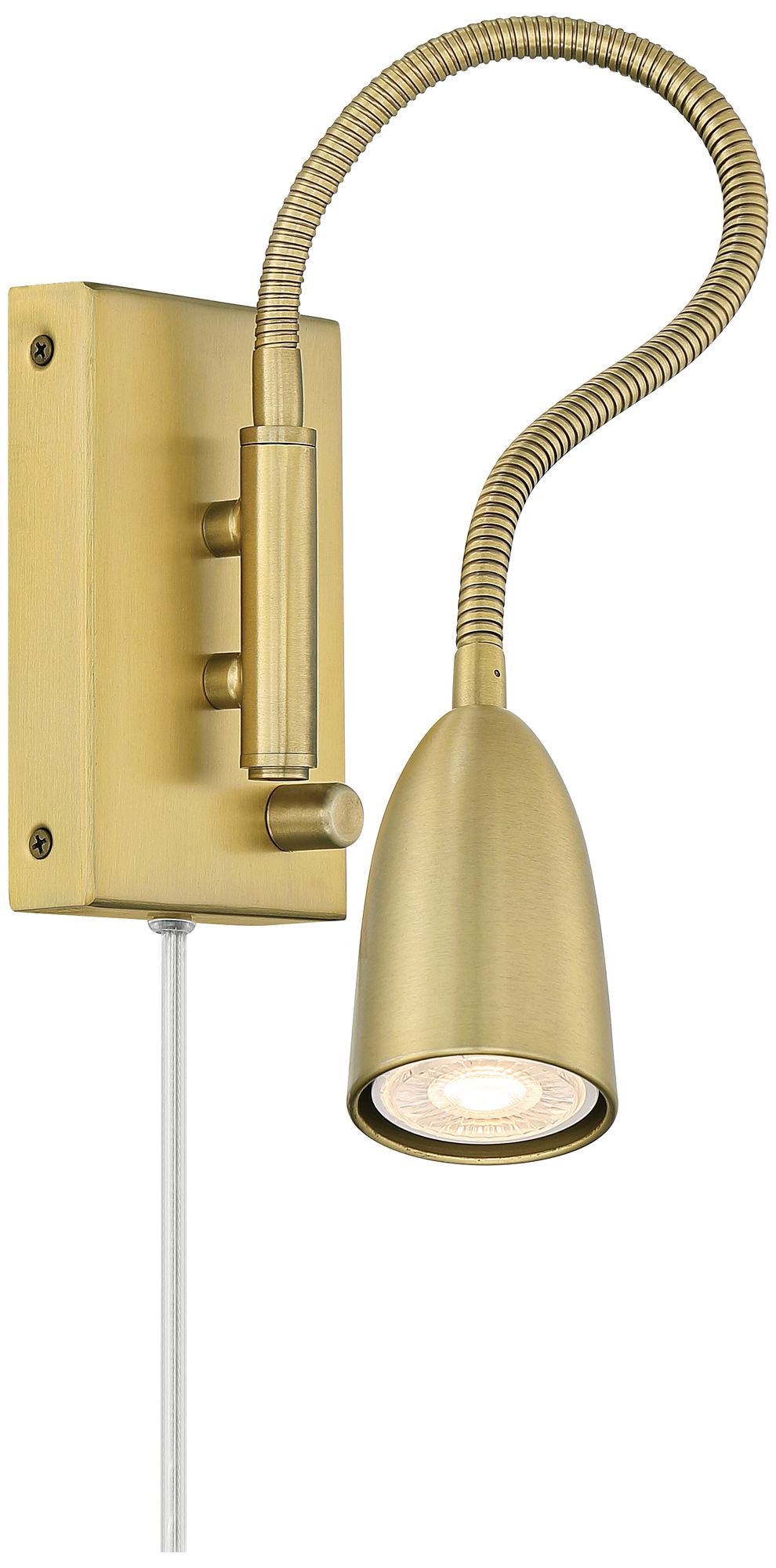 Lido Adjustable Gooseneck Gold Plug-In Wall Reading Light in scene