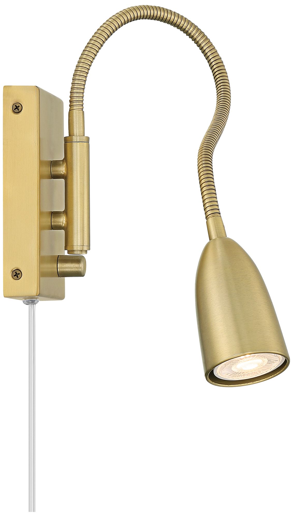 Lido Adjustable Gooseneck Gold Plug-In Wall Reading Light in scene