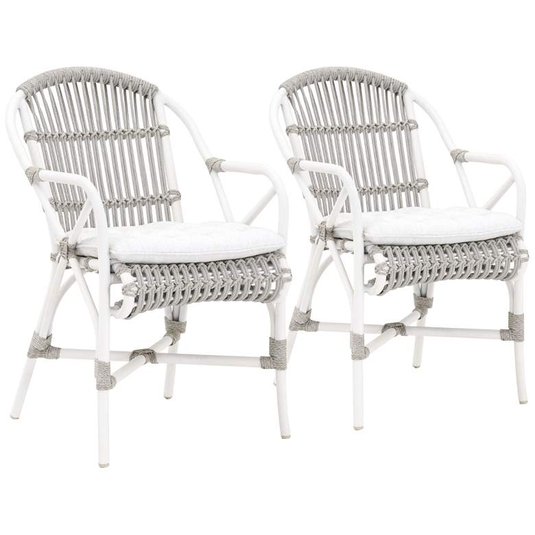 Image 1 Lido Taupe and White Woven Outdoor Armchairs Set of 2