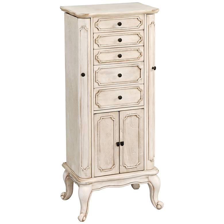 Image 1 Lief 43 inch High Antique White Lift-Top Jewelry Armoire