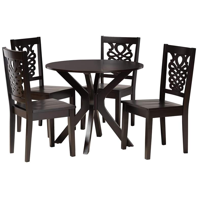 Image 1 Liese Dark Brown Wood 5-Piece Dining Table and Chair Set
